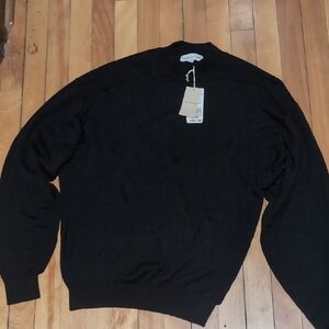 Pronto Uomo Classic Black Men's Silk Cotton Blend Mockneck Sweater Large